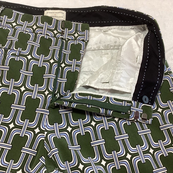 Anthropologie The Essential Collection Geometric Pattern Pants Green Blue VGUC - Picture 9 of 10